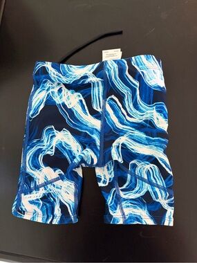 Nike kids Blue & White Swirl swim shorts
